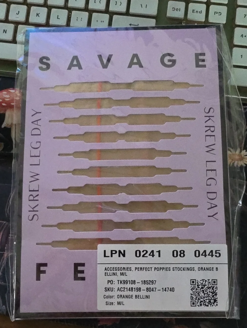 Savage X Fenty Perfect Poppies Stockings In Orange Bellini